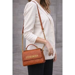 Steve Madden Quilted Whiskey Crossbody Bag Top Handle NWT Gold Hardware